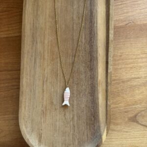 Rózsaszín csíkos halas nyaklánc